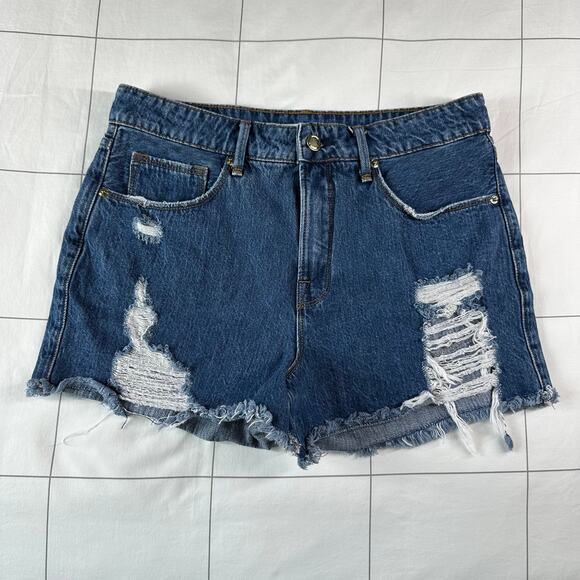 Good American Shorts Womens 28 Blue255 Good Vintage Cutoff Distressed Denim Jean - Picture 3 of 12